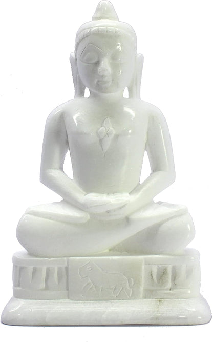 eSplanade Mahaveer Jain Mahavir Swami Murti Statue Idol Sculpture - Marble Stone - 6.5" Inches - White