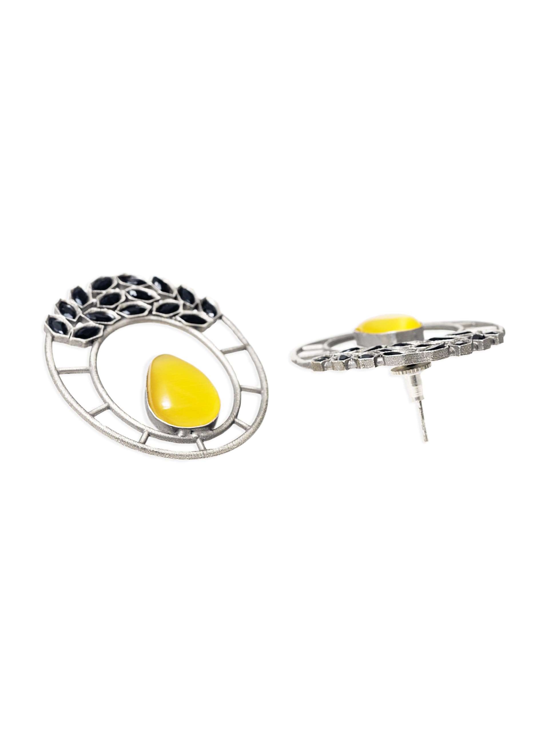 Binnis wardrobe contemporary ruby stone Kundan beautiful round shaped drop earring- Multicolor