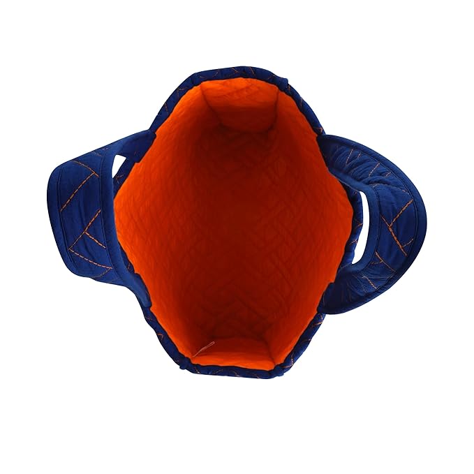 SKAPADORO Quilted Cotton Tote Bag, Multipurpose Hand Bag for Women, Girls For Shopping Travel College, Office, Everyday Use Shoulder Bag, Washable & Eco-friendly - Blue & Green Design