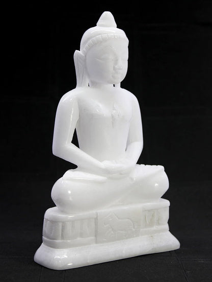 eSplanade Marble Stone Mahaveer Jain ji Mahavir Swami Murti Statue Idol Sculpture - 4.5" Inches (Small Size)