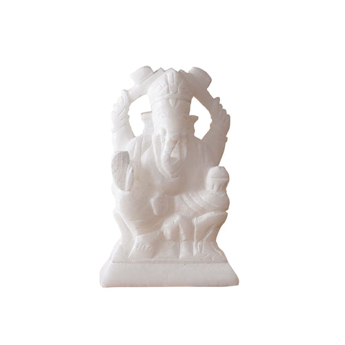 StonKraft Marble Ganesh Ganesha Statue Murti Idol ( Left Trunk)
