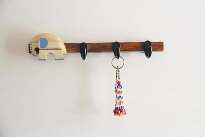 ESPLANADE Wooden Key Holder Mandala Print - Stylish Wooden Hook Holder for Clothes & Bags - Key/Jewellery Organizer Wall Hooks - Wall Mounted Unique Mandala Key Holder for Home Decor/Office Décor