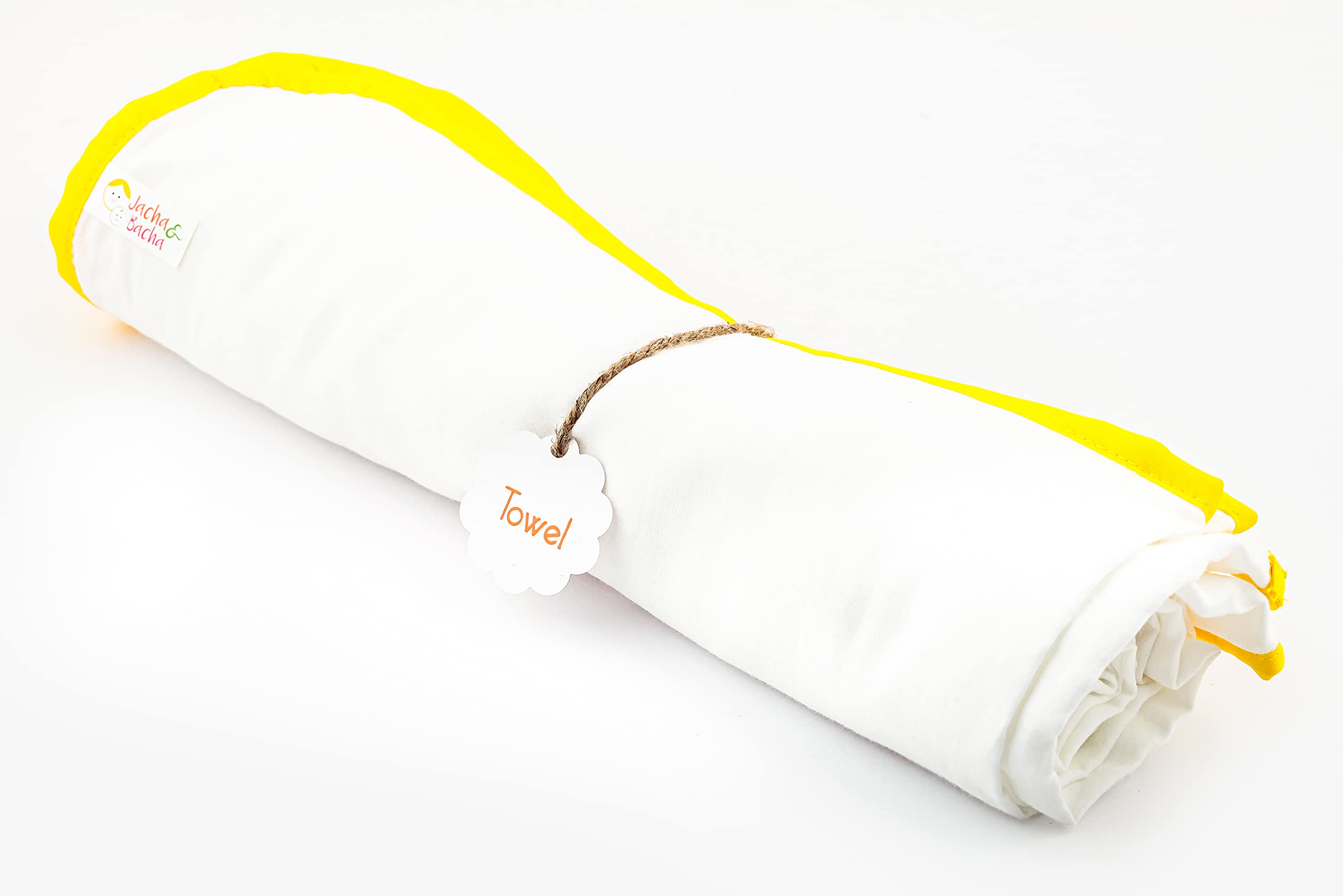 Jacha & Bacha Pure Soft Cotton Dhoti Towels for Babies/Kids Set of 2 Towels-Yellow (Blue) | Light Weight Towels for Kids | Travel Friendly Bath Towels for Children