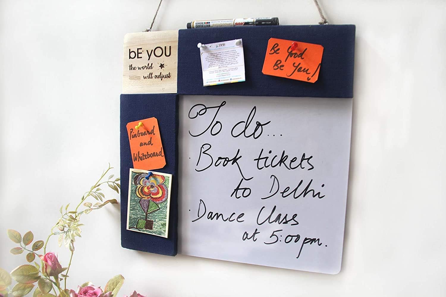 IVEI Combination Board with Pin Board & Whiteboard Best Gift for Home, Office, School | Office Wall Accessories | Utility Boards (Quote - Grey, Blue