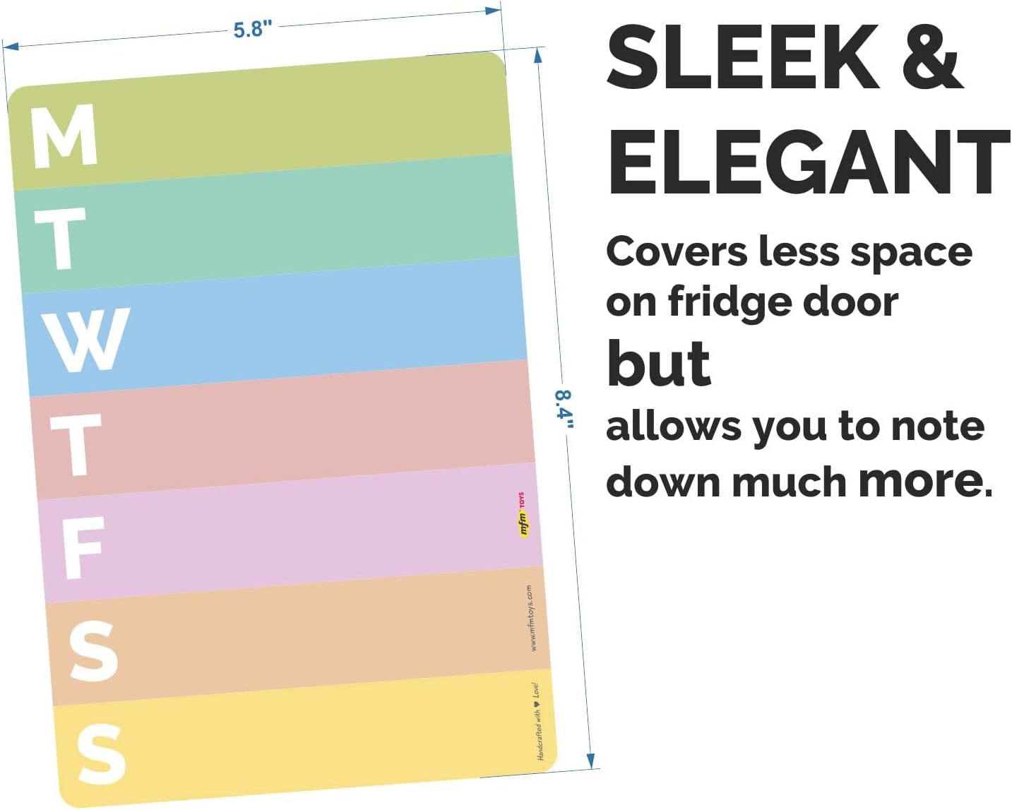 XOXOMags Mini Fridge Magnet Write-Erase Planner Board - for Daily and Weekly Tasks, Meal Planner, Organizer, Shopping Checklists for Home and Office (Pastel & Rainbow combo)