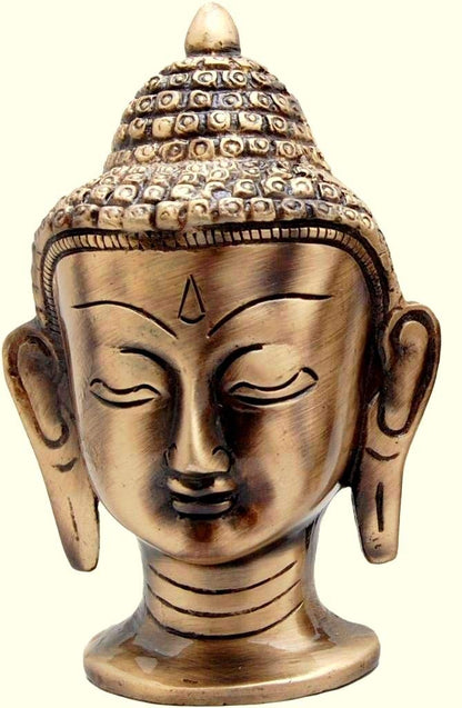 eSplanade Brass Buddha Face Wall Hanging Idol Statue Figurine Murti Showpiece | Buddha Head | Home Decor | Tibetan Buddhist Statue