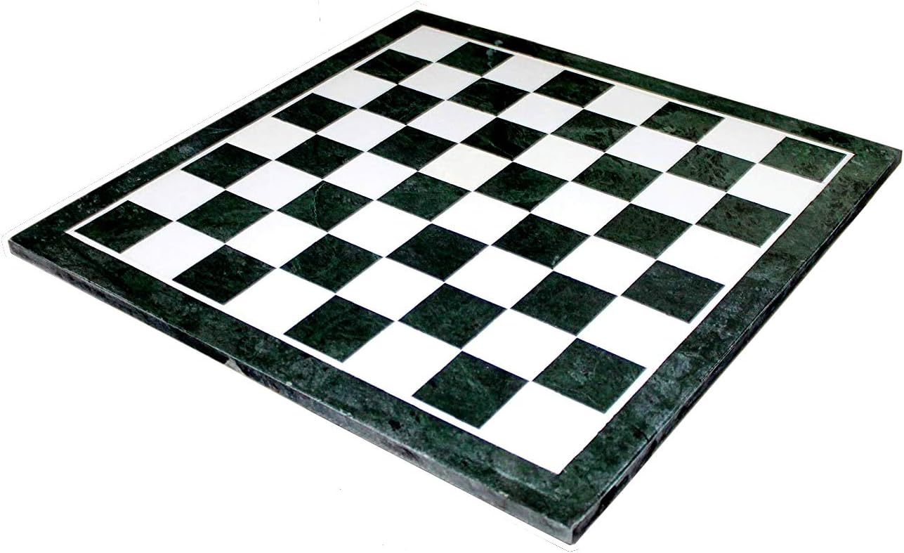StonKraft Green Marble Chess Board with Inlay Work - Coffee Table Centre Tabletop Without Stand - Decorative Stone Board - Home Decor - 20" Inches