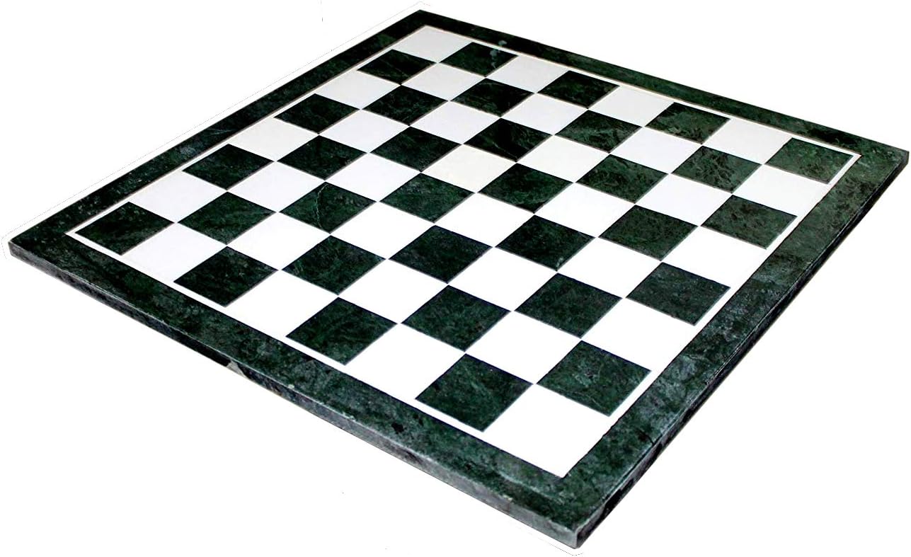 StonKraft Green Marble Chess Board with Inlay Work - Coffee Table Centre Table Top Without Stand - Decorative Stone Board - Home DŽcor - 20" Inches