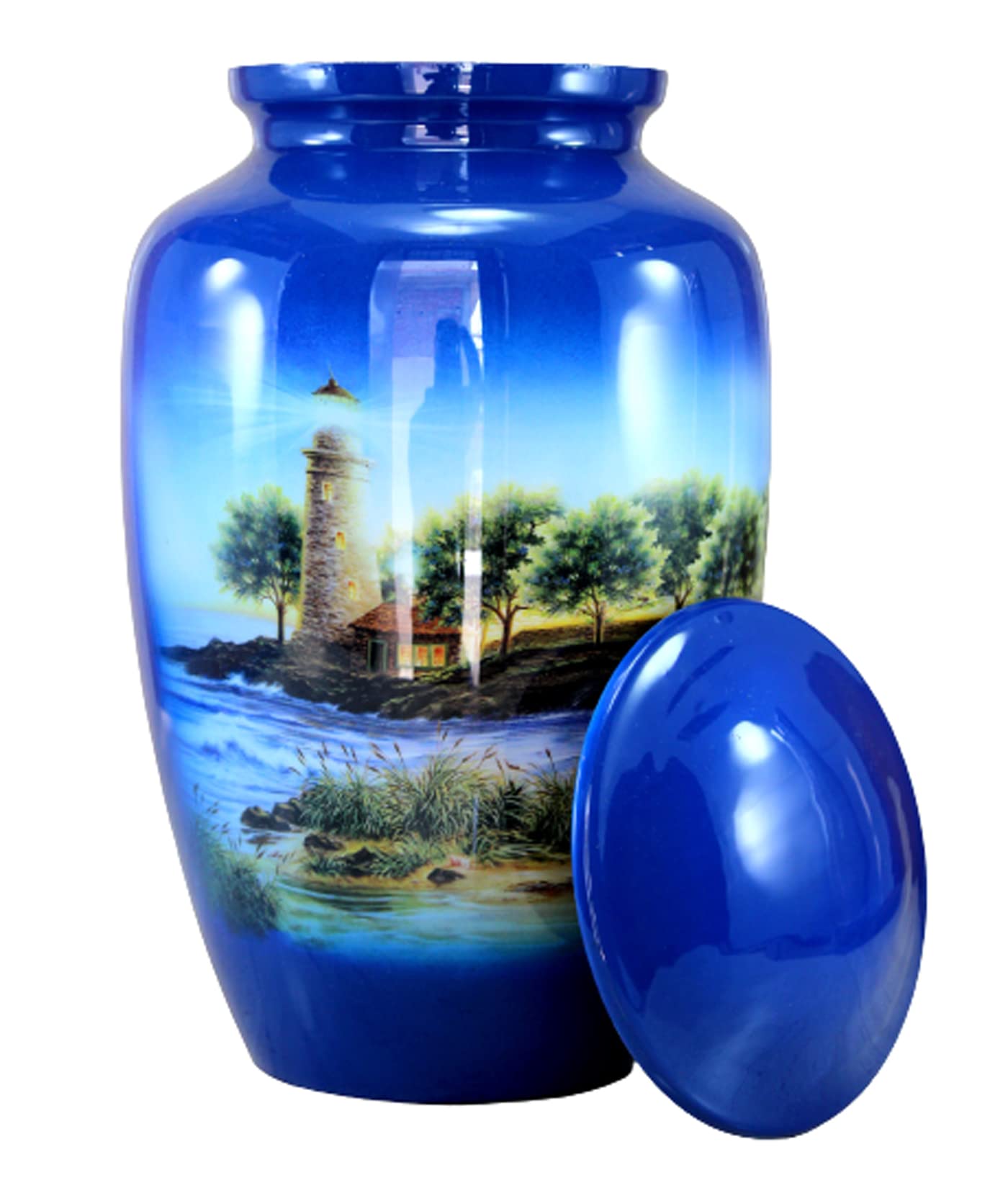 eSplanade Metal Cremation Urn Memorial Jar Pot Container | Full Size Printed Urn for Funeral Ashes Burial | Metal Urns | (Multicolor) - 10" Inches