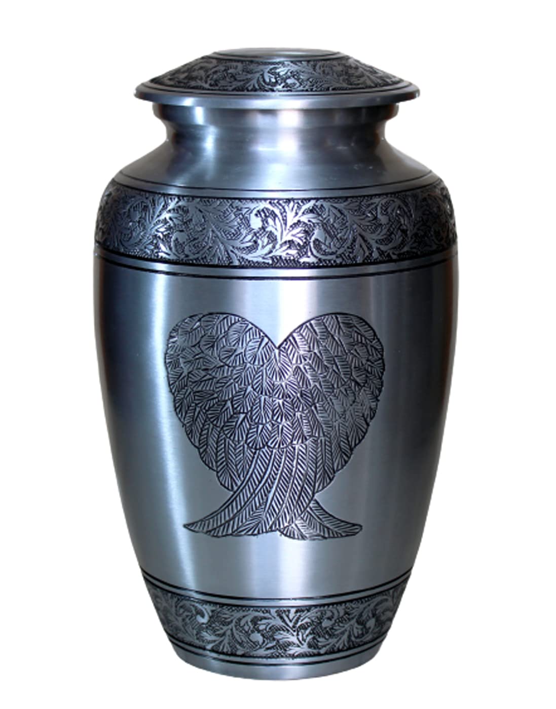 eSplanade Brass Cremation Urn Memorial Jar Pot Container | Full Size Urn for Funeral Ashes Burial | Holy Cross Printed Urn | Black - 10" Inches