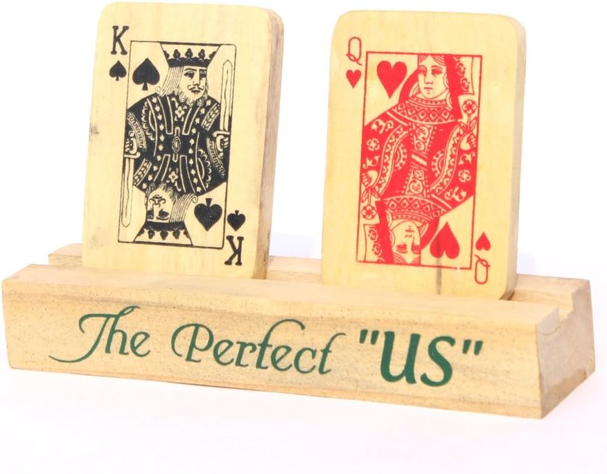 IVEI Poker Themed King and Queen Wooden Showpiece - Unique Gift for Your Loved Ones - Gift for Spouse - Poker Lovers - Anniversary-Wedding-Valentines Gift - Pure Wood - Wooden Showpiece.