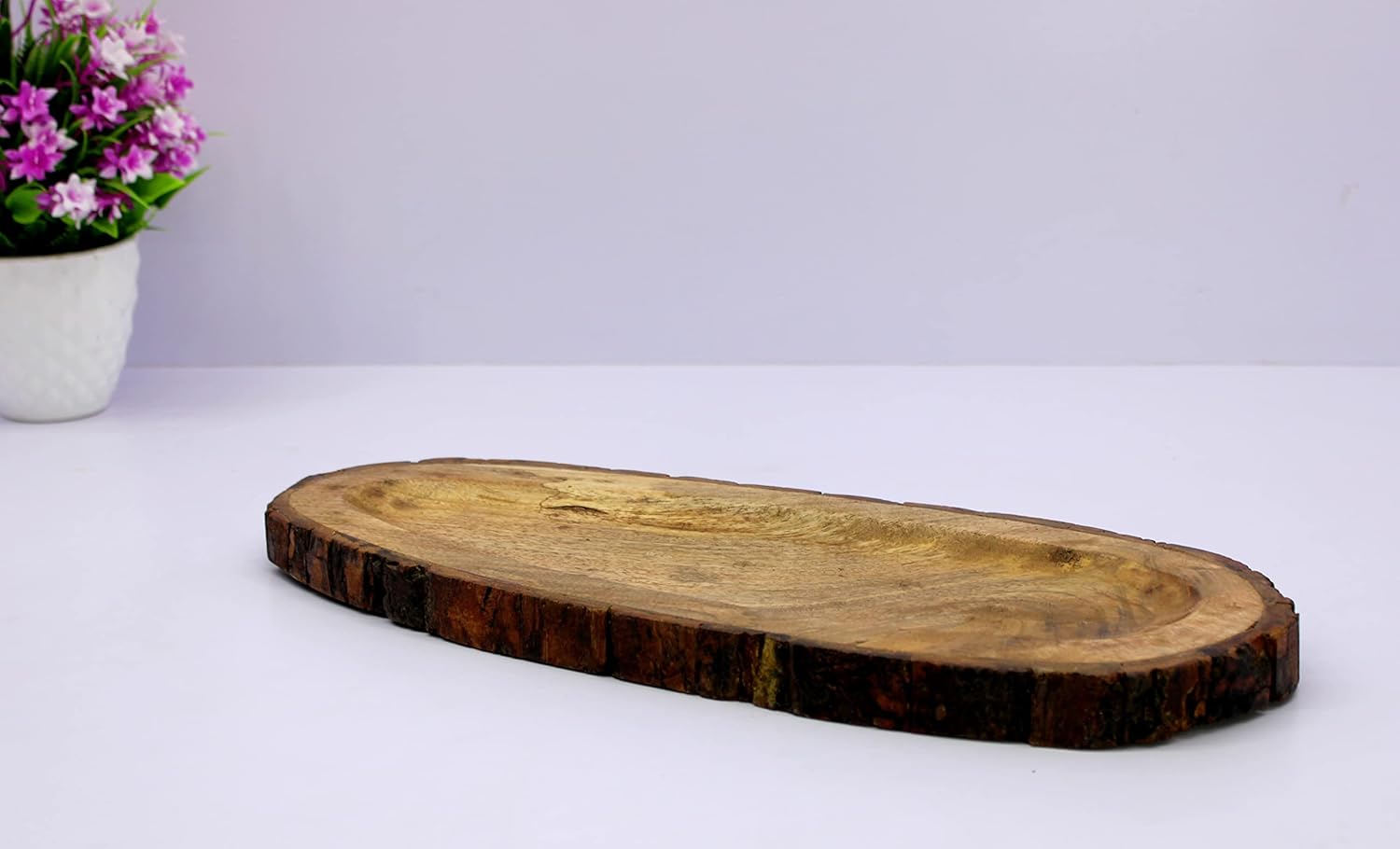 KLEO Serving Tray Platter Dish for Home and Kitchen Tableware Serveware - Wooden - 12" & 16" Diameter - Brown