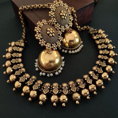 Binnis wardrobe Dual toned hand made textured choker Jewellery set (Gold)