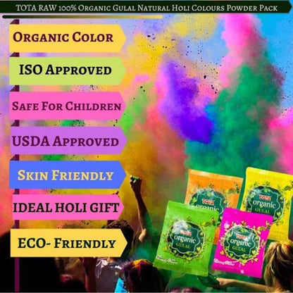 TOTA Raw Organic Baby Gender Reveal Color Powder Gift Box Pack of 4 - Green, Pink, Yellow, Orange (40gm Each)