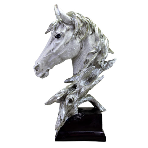 ESPLANADE Resin Horse Head Sculpture Figurine Showpiece | Decorative Items - Home Decor | Silver - 15.5
