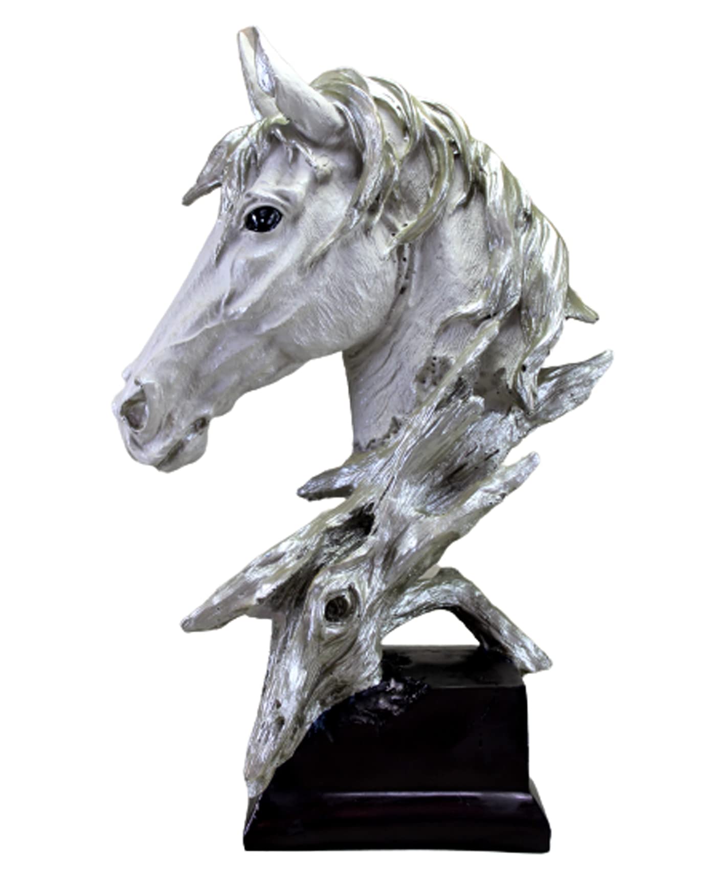 ESPLANADE Resin Horse Head Sculpture Figurine Showpiece | Decorative Items - Home Decor | Silver - 15.5" Inches Big Size