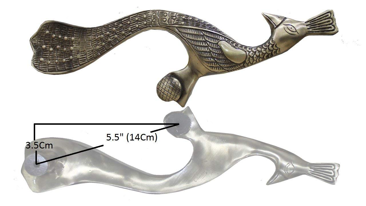 eSplanade - Designer Pair of Brass Door Handles (2 pcs) | Handle-Sets | Door Decor | Brass Door Pulls - Peacock Shaped