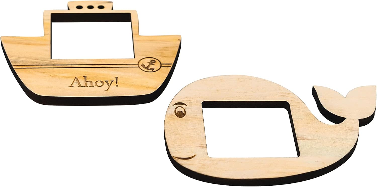 IVEI Ship and Whale Shaped Wooden Photo Magnet - Set of 2 Wood Magnets for Fridge - Magnet Board for Kids - Fridge Magnets