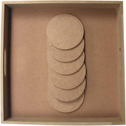 IVEI Do-it-Yourself Square Tray with Plain Round MDF Coasters Set of 6- for Activity - decoupage - DIY Circle MDF Coasters - DIY Tray (11.5in X 11.5in)