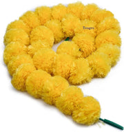 eSplanade Artificial Marigold Flower Garlands for Home Decor - Pack of 5 Strings - Lemon Colour - 4 to 4.5 Feet Length