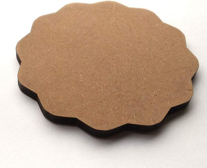 IVEI DIY MDF Circle and Scallop Shaped Coasters - (Set of 12)- for Craft/Activity/Decoupage/Painting/Resin Work (Scallop Shaped)