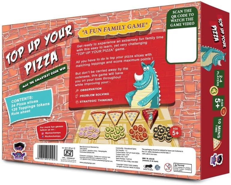 Pizza Games for Kids Ages 5-8, Unique Pizza Party Games, Cool Smart Learning Games Gifts for Boys and Girls, Fun Pretend Play Family Travel Games, Yuka Champs Educational Strategy Board Games