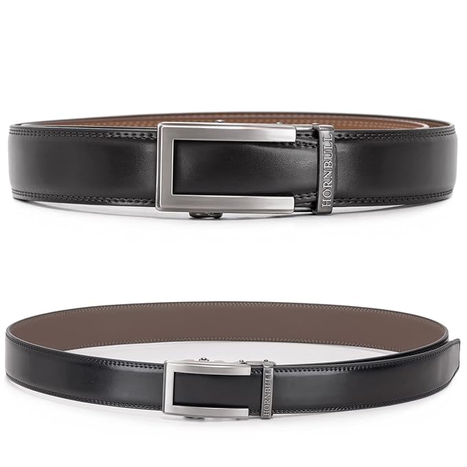 HORNBULL Riga Leather Belt for Men | Mens Belt Autolock | Formal and Casual Leather Belt