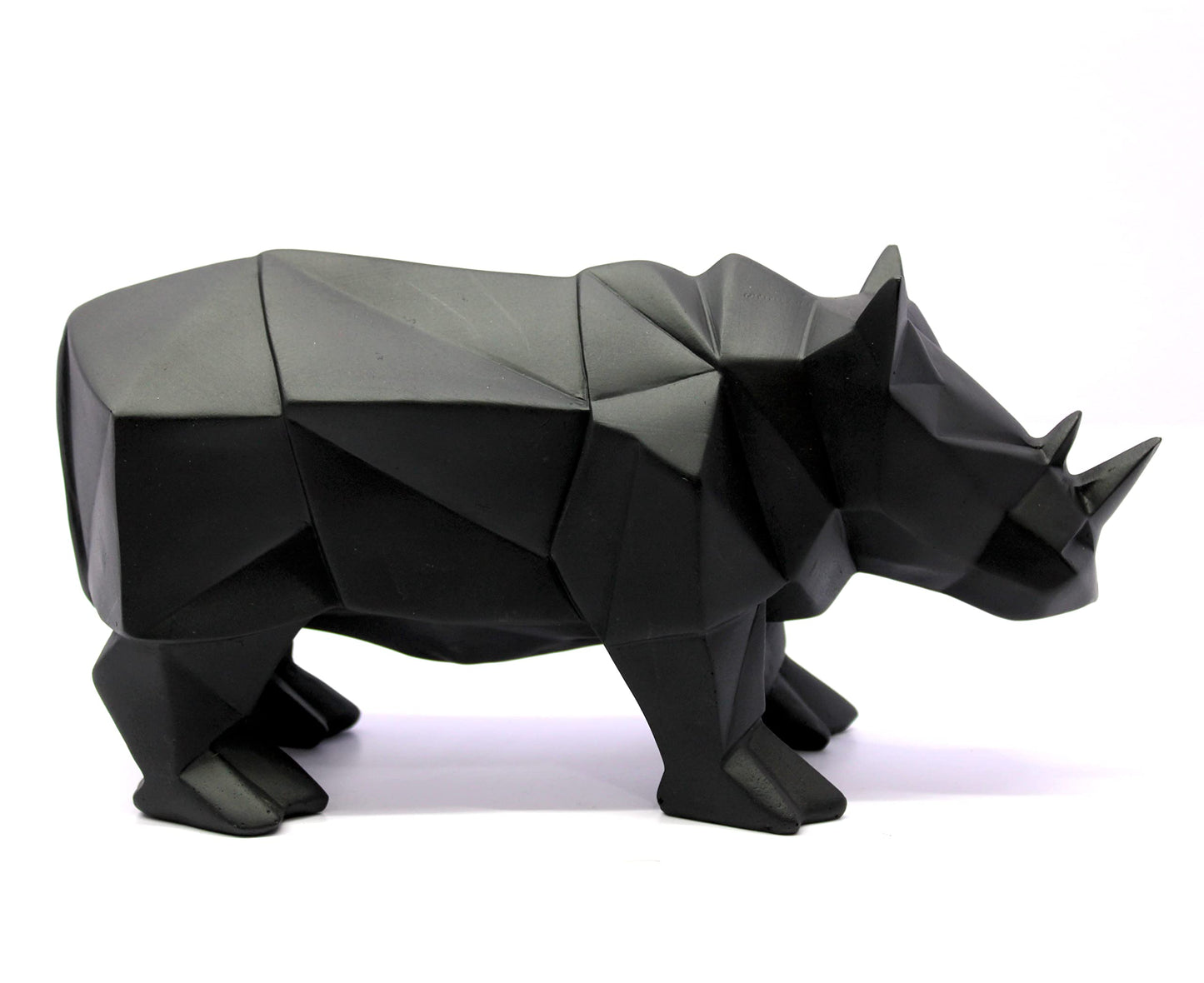 eSplanade Resin Rhino Rhinoceros Sculpture Figurine Showpiece | Decorative Items - Home Decor | Black - 10" Inches Length