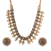Binni s Wardrobe Women Gold-Toned German-Silver Antique Kolhapuri Jewellery Set (Necklace, 2 Earrings)