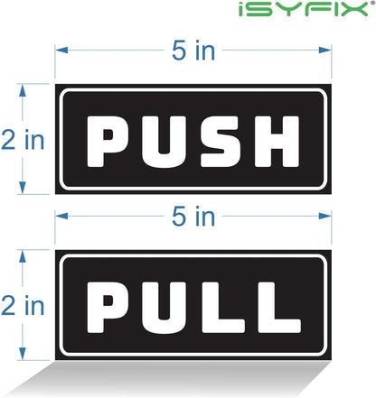 eSplanade Push Pull Door Decal Stickers Sign - Easy to Mount Weather Resistant Long Lasting Ink (Size 5" x 2")