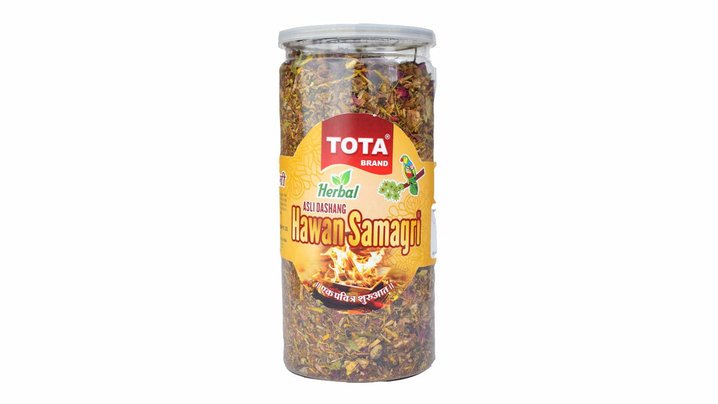 Tota Hawan Samagri for Pooja - 400gm Jar |100% Pure Havan Samagri Dhoop with 38 Type of Natural Herbs for Hawan kund, Durga Puja, Home Pooja, Yagya,Diwali and Other Occassions