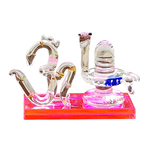 eSplanade Om with Shivling Crystal Glass Showpiece Figurine Murti Idol Statue Sculpture (2