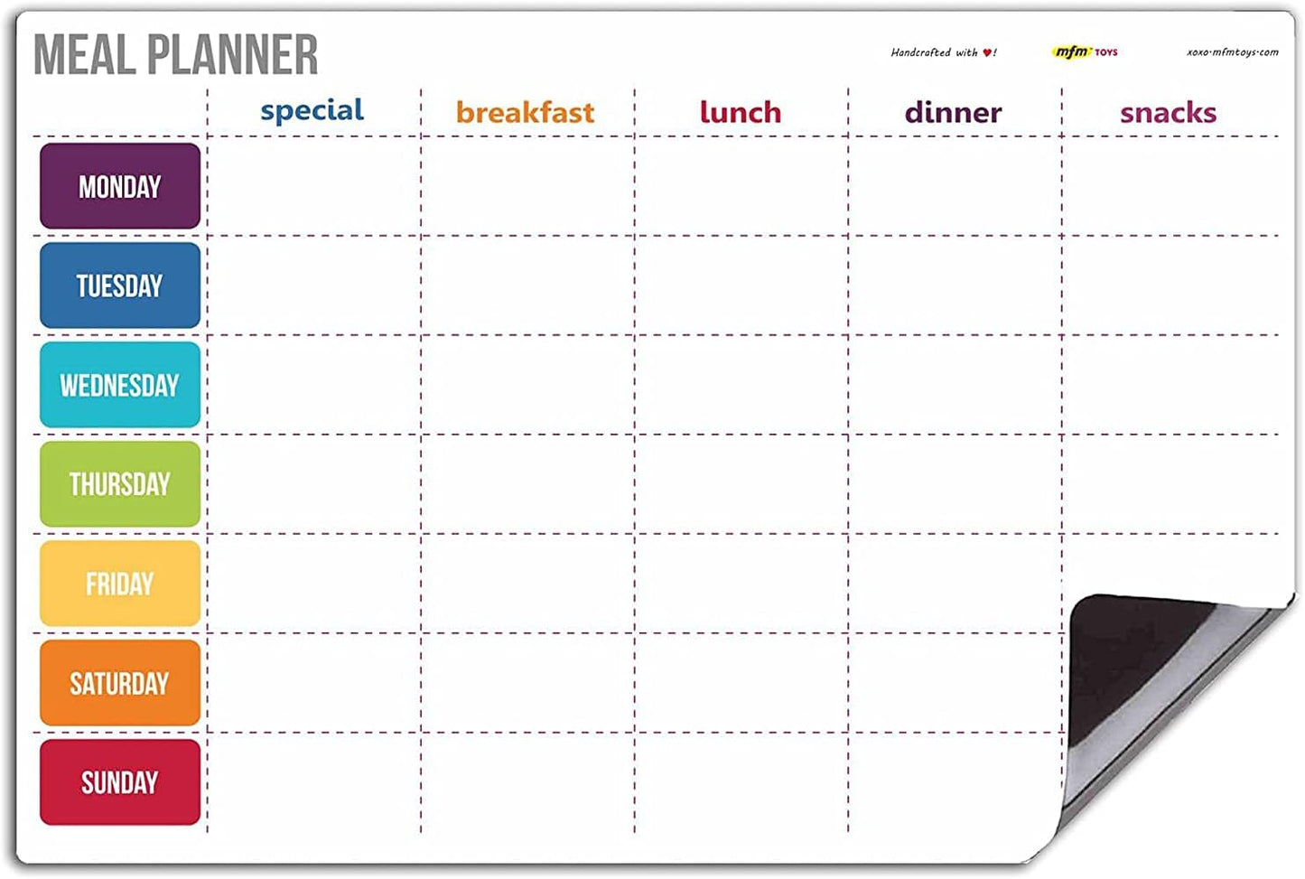 MFM TOYS Fridge Magnet Write-Erase A4 Size Planner Board! (Meal Planner (Weekly))