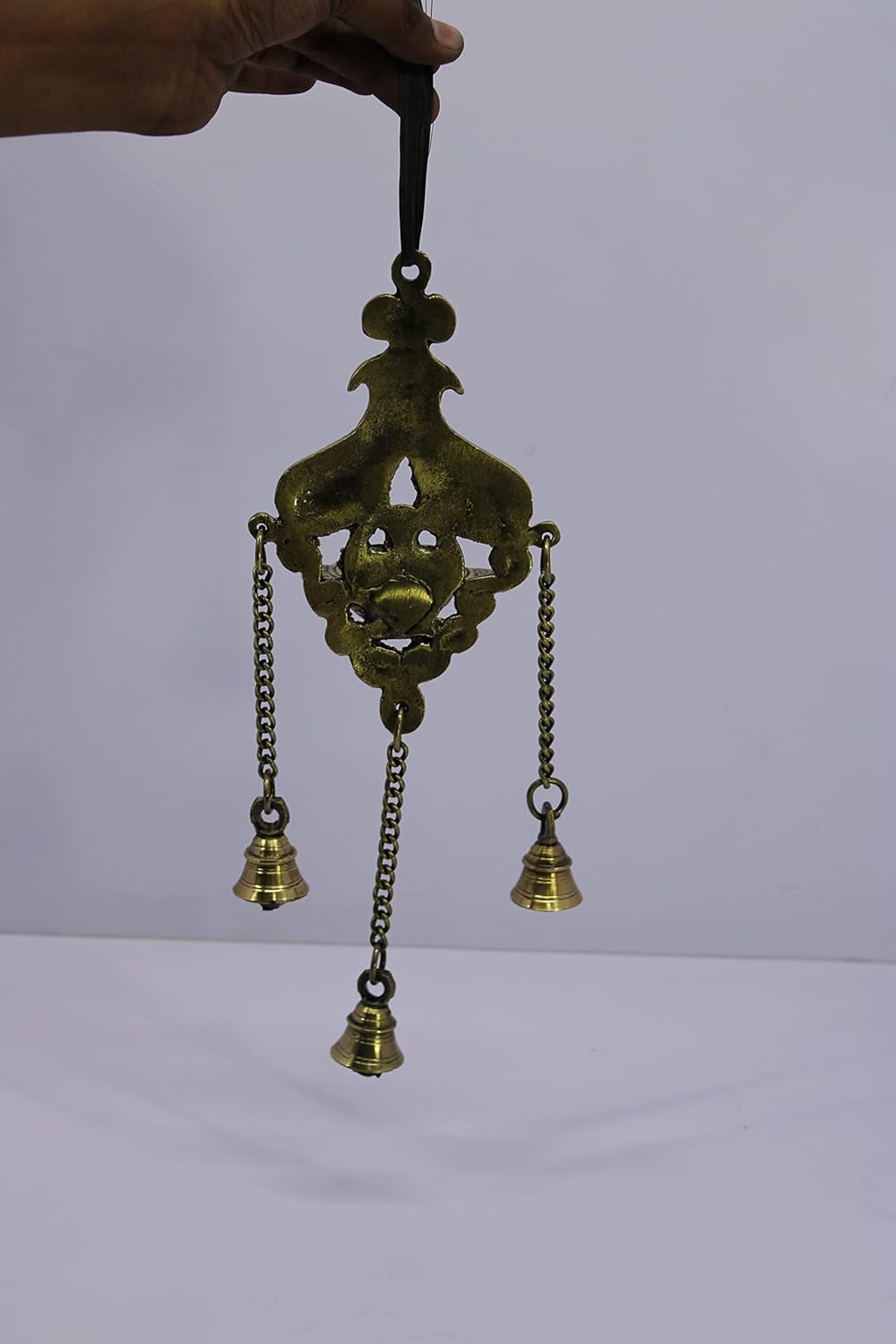 ESPLANADE Brass Diya with Bells Wall Hanging for Decoration and Illumination | Brass Deepak Wall Hanging - Wall / Home Decor | 12.5" Inches - Golden