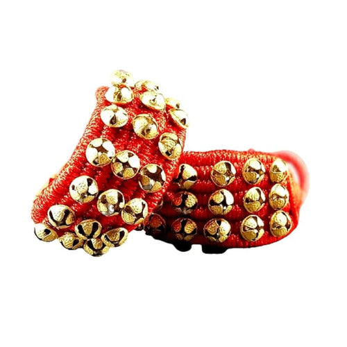 eSplanade Ghungroo, Ghungru (24 + 24) - 3 Line Ghungroo on Red Cushion Pads | Bell, Ghungru 3 Line Red Pad, Red Pad Ghungroo 3 Line | Kathak Indian Classic Dance