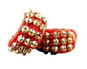 eSplanade Ghungroo, Ghungru (24 + 24) - 3 Line Ghungroo on Red Cushion Pads | Bell, Ghungru 3 Line Red Pad, Red Pad Ghungroo 3 Line | Kathak Indian Classic Dance