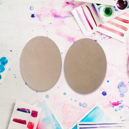 IVEI DIY Wood Sheet Craft - MDF Cutouts Oval Shaped - Curved Painting Wooden Sheet Craft - Set of 2 for Decoupage MDF Plains, Resin Art Work & Decoration