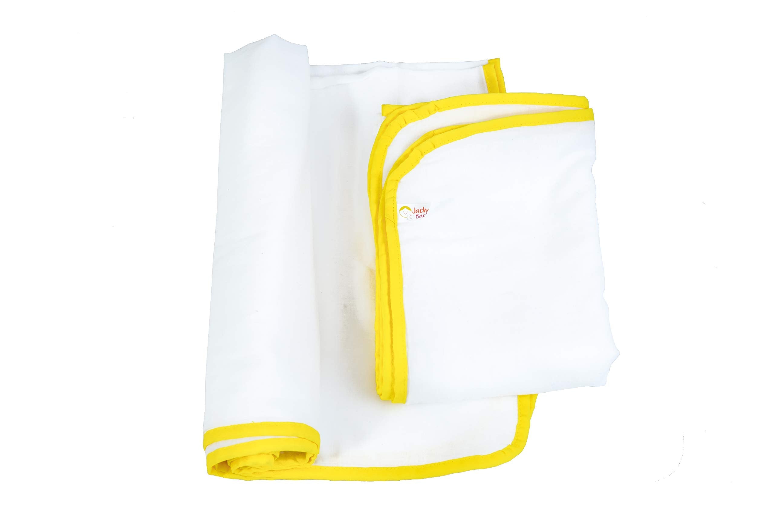 Jacha & Bacha Pure Soft Cotton Dhoti Towels for Babies/Kids Set of 2 Towels-Yellow (Blue) | Light Weight Towels for Kids | Travel Friendly Bath Towels for Children