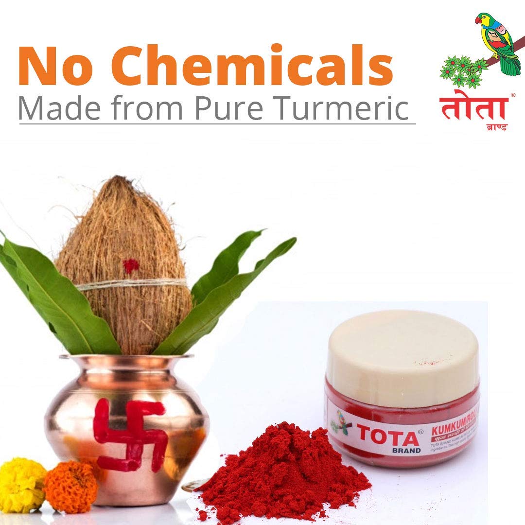 TOTA Pure Kumkum Haldi Roli for Puja Tilak (150 gm - 25gm Each, Red) - Combo of 6 Boxes