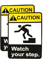 eSplanade Caution Watch Your Step Warning Sign Sticker Decal - Easy to Mount Weather Resistant Long Lasting Ink (Size -7.5"x5.5")
