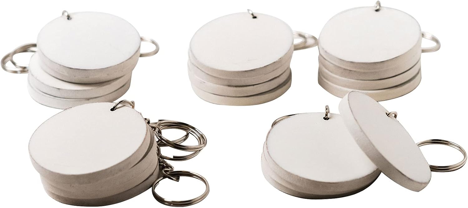 IVEI DIY MDF Key Chains Wood Sheet Craft - MDF Plain Square Shaped Key Chains for Painting Wooden Sheet Craft - Set of 20-2 in X 2 in for Decoupage MDF Plains, Resin Artwork & Decoration (Multi-shaped)