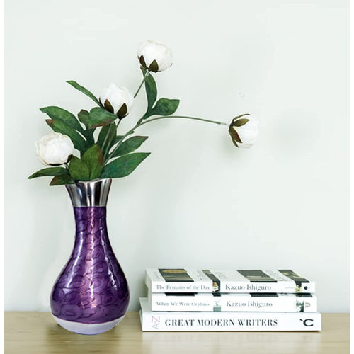 eSplanade Metal Flower Vase Flower Pot - Decorative Item Showpiece - Purple - 9.5
