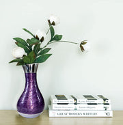 eSplanade Metal Flower Vase Flower Pot - Decorative Item Showpiece - Purple - 9.5" inches
