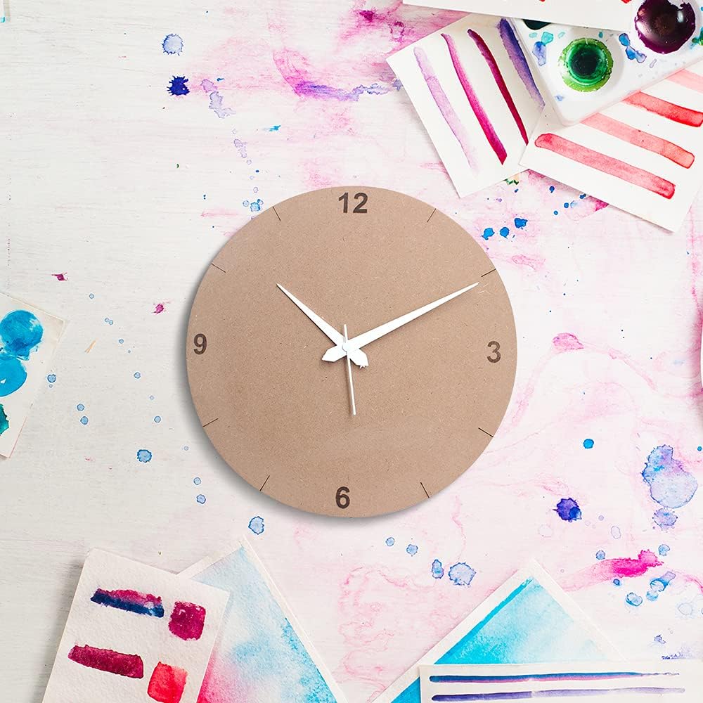 IVEI DIY Clock MDF Clock Numbers Cut - Wooden Craft - MDF Round Clock Cutout - Plain MDF Blank Wall Clock for Painting Wood Sheet Craft, Decoupage, Resin Artwork & Decoration (Round & Square)