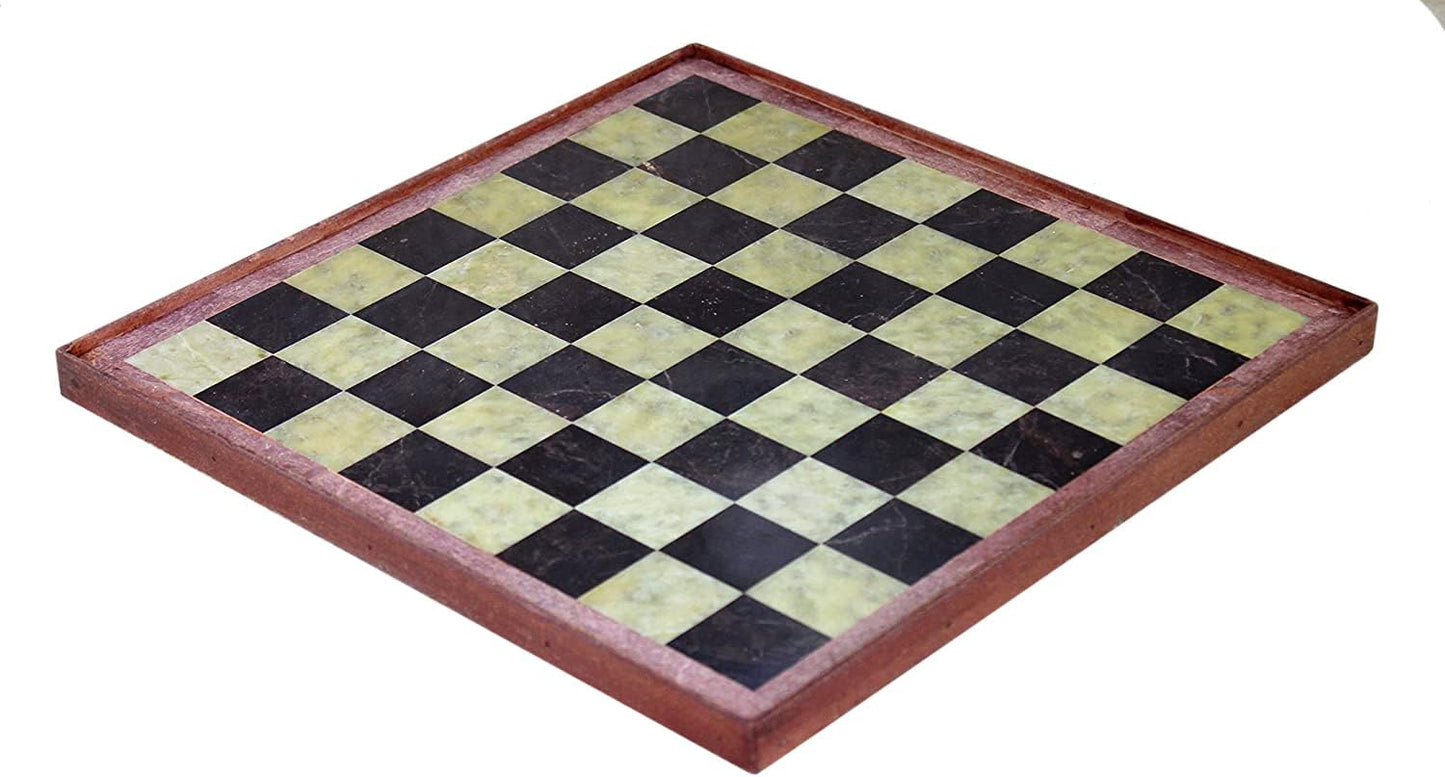 StonKraft Stone Chess Board with Wooden Base - 12" x 12" Inches