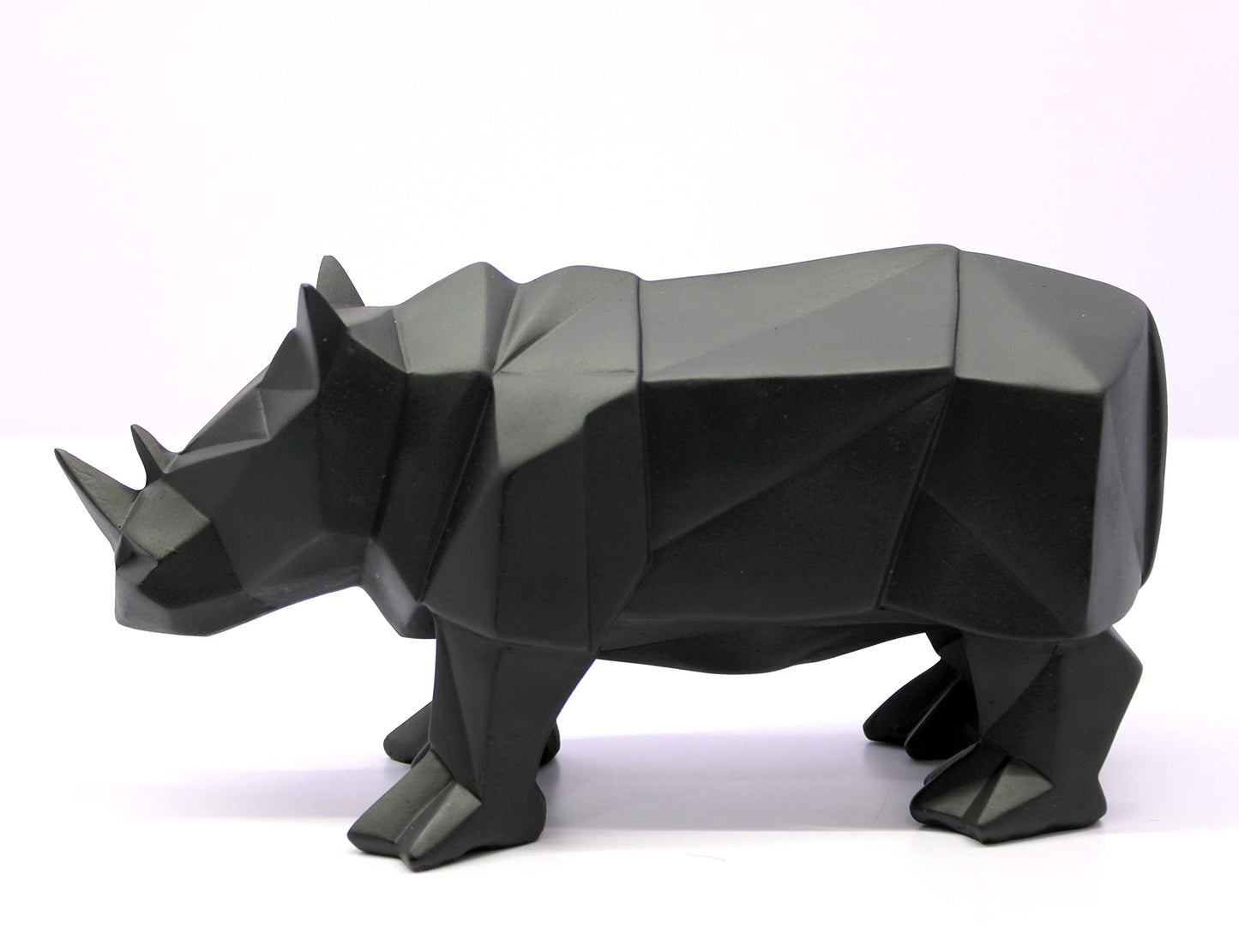 eSplanade Resin Rhino Rhinoceros Sculpture Figurine Showpiece | Decorative Items - Home Decor | Black - 10" Inches Length