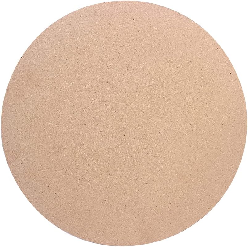 IVEI DIY MDF Round Cutout Wood Sheet Craft / Primer- MDF Cutouts Circle Shaped Curved Painting Wooden Sheet Craft - Set of 2 for Decoupage MDF Plains, Resin Art Work & Decoration (12 in X 12 in X 6 mm)