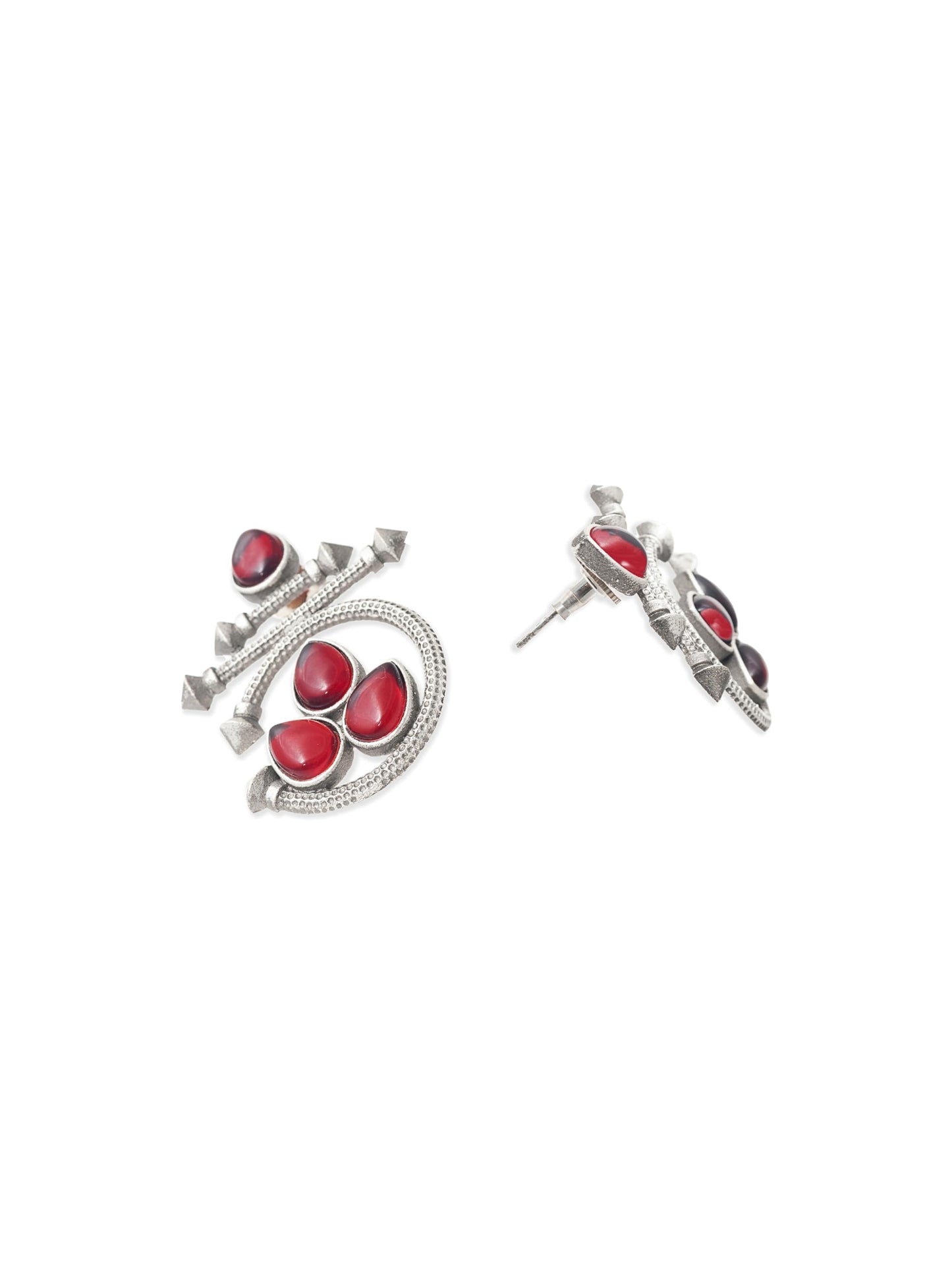 Binnis wardrobe contemporary red ruby stone kundan beautiful round shaped drop earring