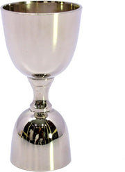 eSplanade Brass Liquor Peg Measuring Glass Jigger Bar Tool - Double Sided - 30 and 60 ml - Silver & Golden Engraved (Double Sided)
