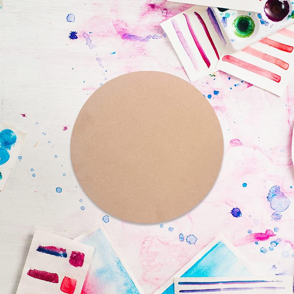 IVEI DIY MDF Round Cutout Wood Sheet Craft / Primer- MDF Cutouts Circle Shaped Curved Painting Wooden Sheet Craft - Set of 2 for Decoupage MDF Plains, Resin Art Work & Decoration (12 in X 12 in X 6 mm)